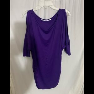 Susana Monaco Purple Slit Sleeves Arms Top Shirt
